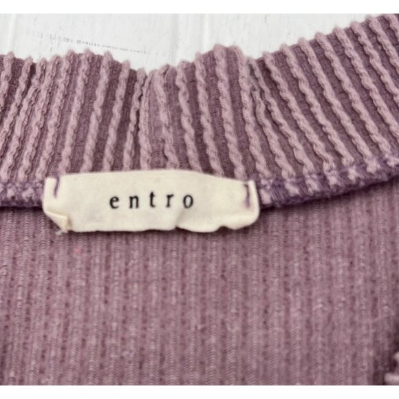 Ribbed Purple Knit Button-Up Cropped Vest Top Women's Medium By Entro - Picture 4 of 5